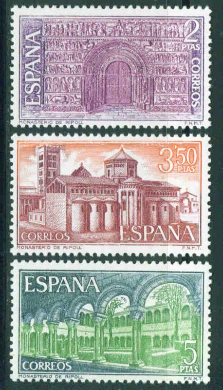 Spain Scott 1639-1641 MNH** Ripoll Monastery stamp set 1970