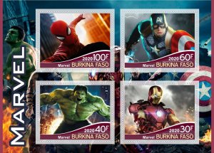 Stamps.Cinema.Marvel  1+1 sheets perf 2021 year  Burino Faso