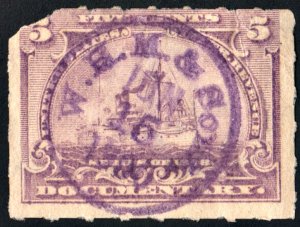 R167 5¢ Documentary Stamp (1898) CDS/Fault