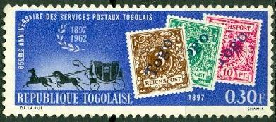 Togo 438 MLH Mail Coach and Stamps (GI0128)