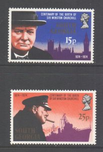 Falkland Is South Georgia Scott 39/40 - SG40/41, 1974 Churchill Set MNH**