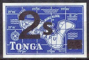 Tonga 1969 Maps Overprint 2 Sh. on 3 1/2 p. MNH **