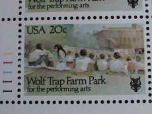 ​UNITED STATES -1982 SC#2018  WOLF TRAP FARM PARK -MNH PLATE BLOCK OF 4 VF