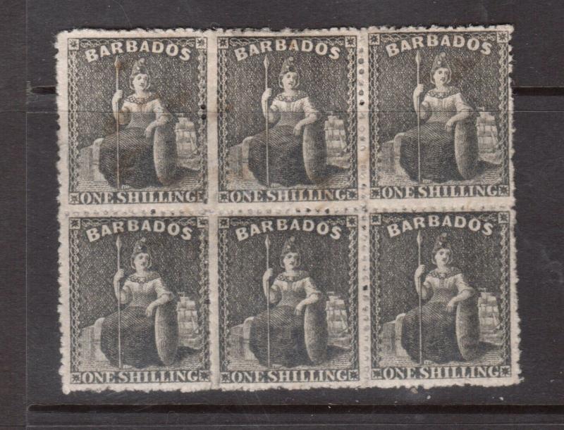 Barbados #28 (SG #47) VF Mint Block Of Six