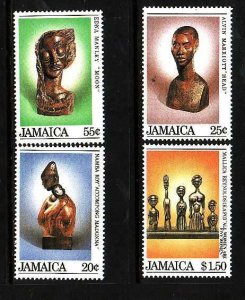 Jamaica-Sc#587-90- id7-unused NH set-Christmas-Sculptures-1984-