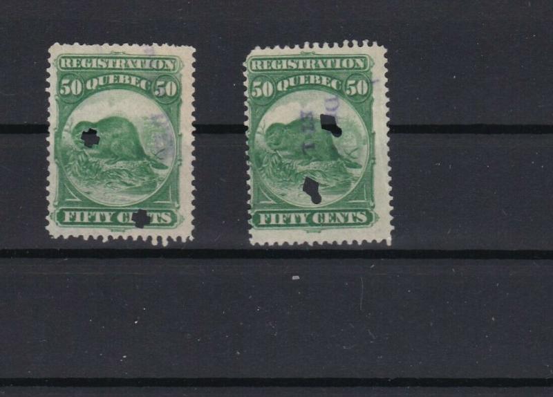 quebec 1871 registration  stamps ref 13586
