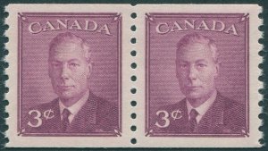 Canada 1950 3c purple Coil SG421 MNH pair