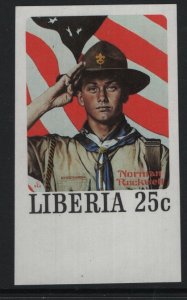 LIBERIA, 856b  MNH IMPERF,  SCOUTING, NORMAN ROCKWELL