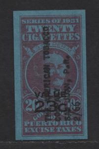 $US/Puerto Rico 1951 Cigarette Revenue 20 @ 19c, 23c o/p