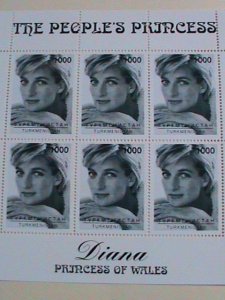 TURKMENISTAN  STAMP: 1997- PRINCE DIANA RARE BLACK & WHITE PHOTOS-MINT NH S/S