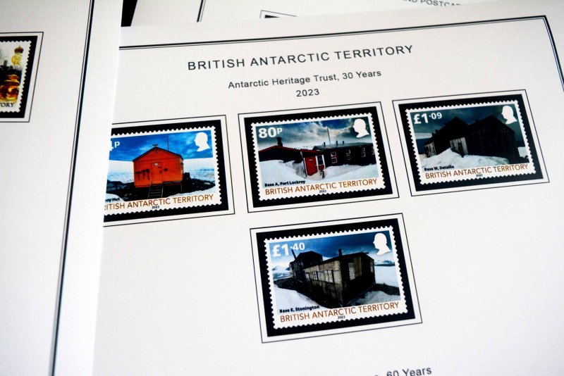 COLOR PRINTED BRITISH ANTARCTICA 2011-2024 STAMP ALBUM PAGES (47 illustr. pages)