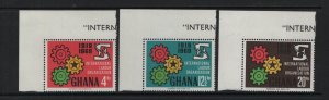 Ghana   #375-377  MNH 1970 cogwheels and ILO