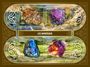 Togo - 2017 Minerals on Stamps - 4 Stamp Sheet - TG17401a