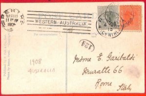 aa3705 - WESTERN AUSTRALIA  - Postal History - POSTCARD from PERTH to ITALY 1908