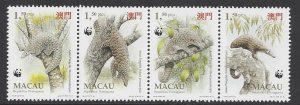 Macao #770a MNH strip of 4, Asian pangolin, issued 1995