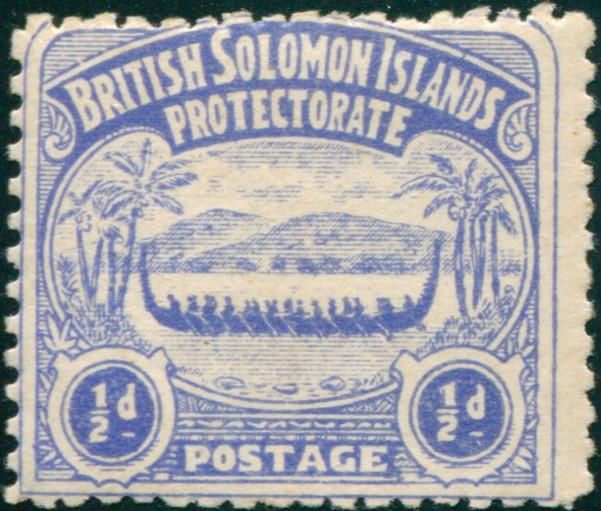 Solomon Islands 1907 SG1 ½d ultramarine Canoe MLH