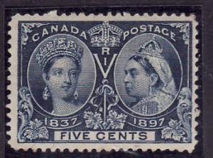 Canada-Sc#54-unused 5c hinged  deep blue Diamond Jubilee-QV-1897-