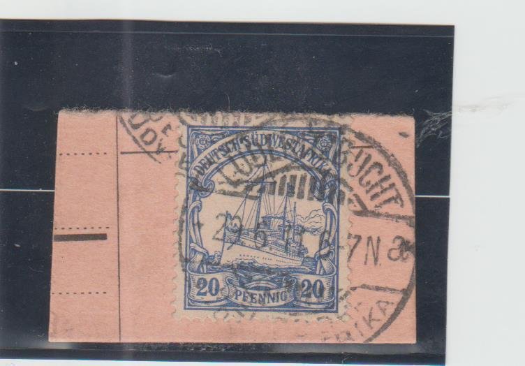 German South West Africa  Scott#  29  Used on Piece  (1911 Hohenzollern)