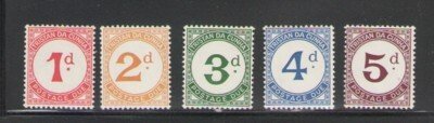 Tristan da Cubha Sc J1-5 1957 Postage Due stamp set mint