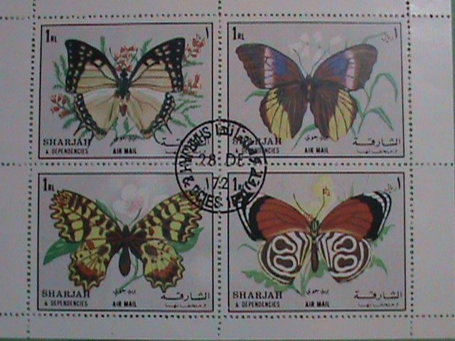 SHARJAH STAMPS: 1972 BEAUTIFUL COLORFUL LOVELY BUTTERFLY CTO STAMP