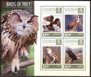 Solomon Islands 2014 Birds of Prey Owls Eagles sheet MNH