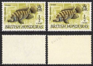 British Honduras SG277a 1969 1/2c Mozambique Mouthbrooder BLACK FANTASTIC SHIFT