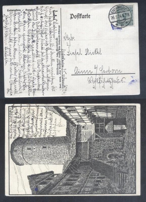 Germany Reich 1924 Postal History Rare Old postcard postal stationery Eschweg...
