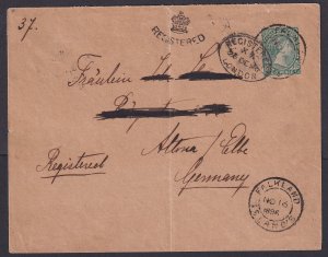 Falkland Islands (SG 3) 1896 registered cover to GERMANY, Crown Registry h/s