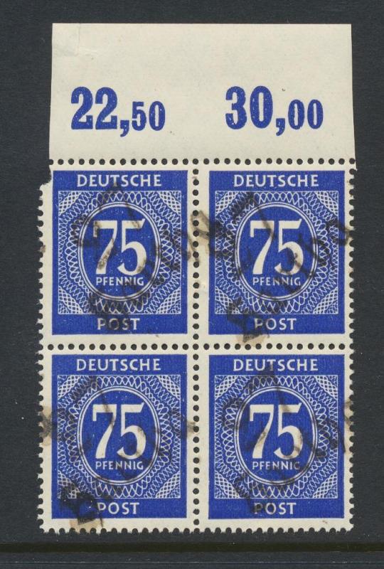 GERMANY - SOVIET ZONE  HARTHA BEZIRK 27  1948, 75pf BLOCK VF NH