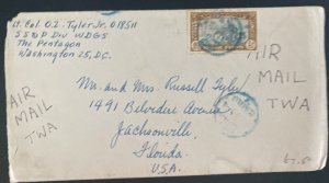 1950s Cairo Egypt Airmail Cover To Jacksonville FL Usa