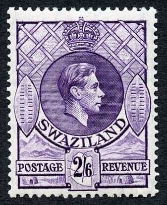 Swaziland SG36a KGVI 2/6 Bright Violet Wmk Mult Script CA M/M