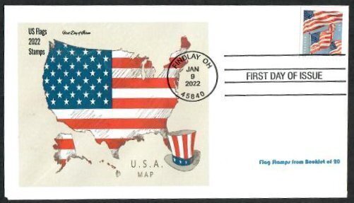 5658-Wally Jr.	22-B-203 US Flags Stamps - Booklet -Dual - FDIO Postmark