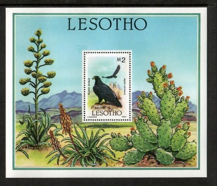 Lesotho 1986 - Birds Eagles - Cactus - Souvenir Stamp Sheet - Scott #520 - MNH