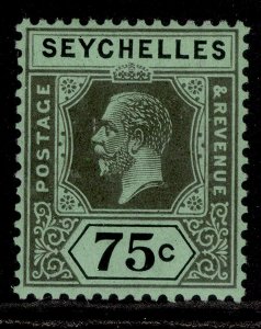 SEYCHELLES GV SG118, 75c black/emerald, M MINT. WMK SCRIPT 