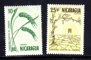 NICARAGUA #C521-C522  1963  FREEDOM FROM HUNGER  MINT VF NH  O.G