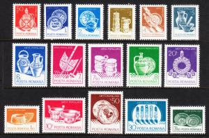 ROMANIA — SCOTT 3102-3117 —  POTTERY & FOLK ART SET — MNH —SCV $25.10