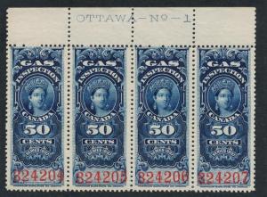 Canada FG9 MINT NH, QUEEN VICT. NEAT PL# STRIP OF 4