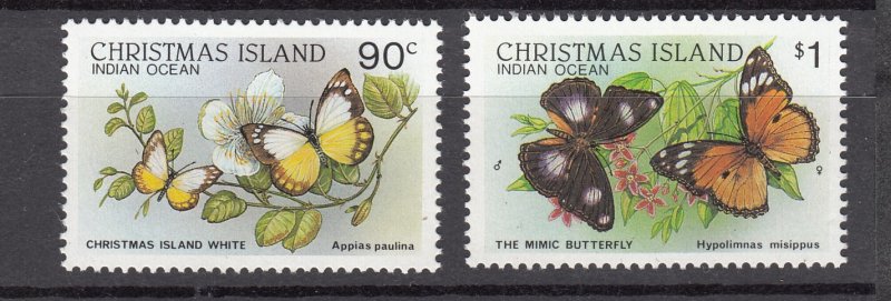 J28378, 1987-89 christmas island part of set better mnh #208-9 butterflies