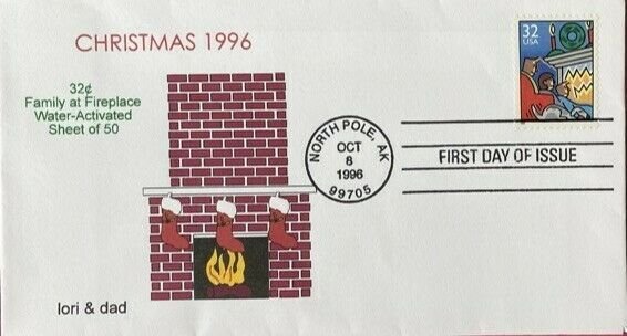 lori & dad 3108/11 Christmas 1996 Set of 4 Beautiful Covers North Pole Postmark