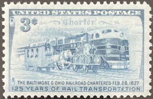 Scott #1006 1952 3¢ B&O Railroad MNH OG VF