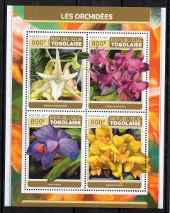 TOGO - FLOWERS - ORCHIDS - 2017 - 4 Stamps - M/S -