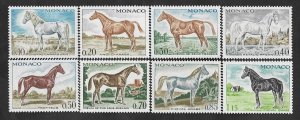 SE)1970 MONACO, COMPLETE SERIES FAUNA OF MONACO, BREED HORSES, 8 STAMPS MNH