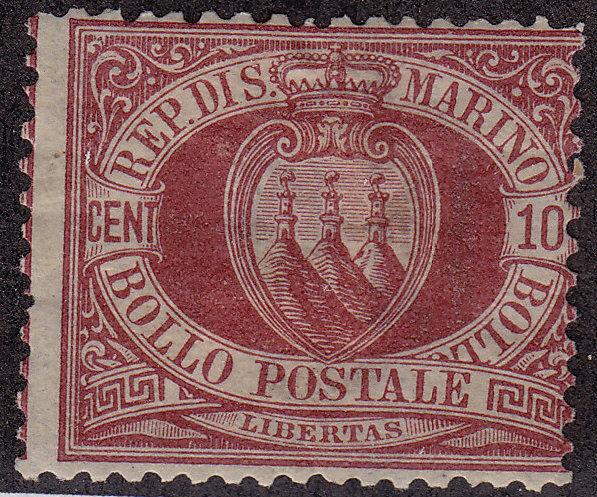 SAN MARINO MH Scott # 9 - spotty gum, remnant (1 Stamp) -6