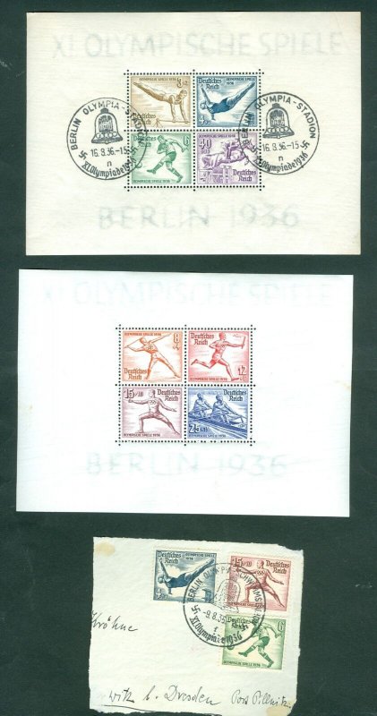 Germany. 1936. 2 Souv. Sheet.+ Cut. Mnh-Cancel. Summer Olympic Games.Sc.# B91-92 