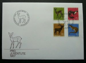 Switzerland Pro Juventute 1967 Deer Fauna Animal (stamp FDC)