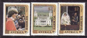 Antigua-Sc#797,799,803-unused NH with gold overprint-id3-Princess Diana-21st Bir