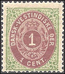 Danish West Indies 5 Mint,NG... SCV $22.50