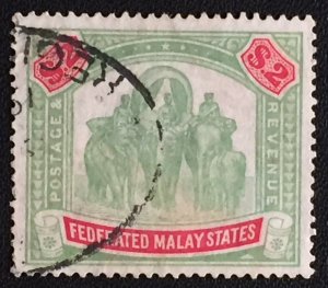 Malaya Federated Malay States FMS 1926 $2 Used wmk MSCA SG#78 M3864