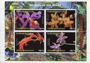 Turkmenistan MNH Orchids of the World 4v M/S Flowers Nature Stamps