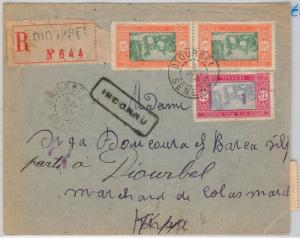 SENEGAL -  POSTAL HISTORY:  REGISTERED COVER from Diourbel 1934